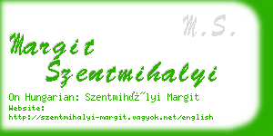 margit szentmihalyi business card